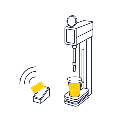 Auto Draught self serve setup connected to a POS terminal
